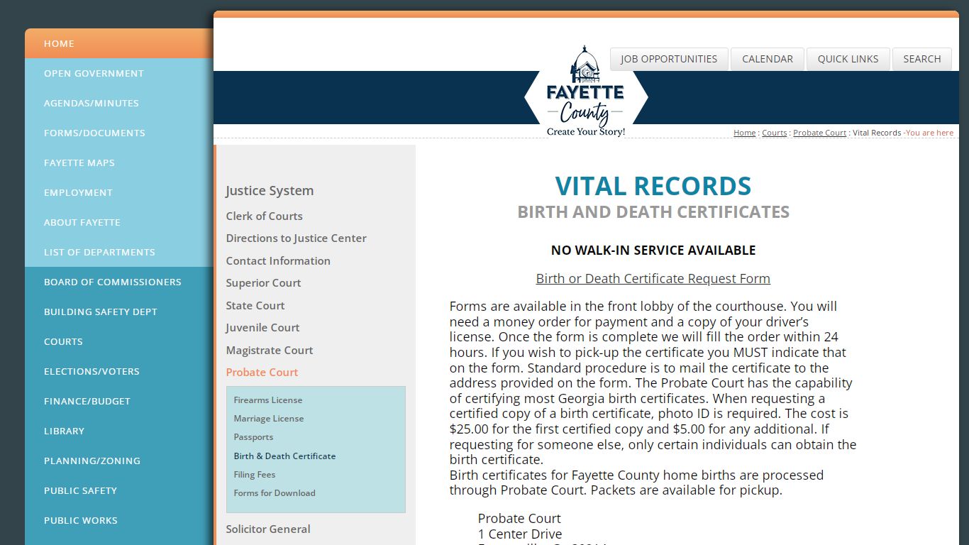 Vital Records: Official Website of Fayette County, Georgia